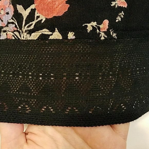 Off Shoulder Black Floral Top with thin straps - Picture 4 of 6